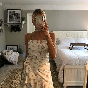 Cream Floral Wrap Dress